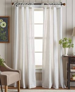 lot 9786 image: Martha Stewart Collection Plaid 84 Tie Top Panel Pair