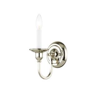 lot 9880 image: Livex Lighting Cranford 1 Light Polished Nickel Wall Sconce - Polished Nickel - Polished Nickel- Retail$104.90