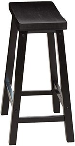 lot 9714 image: AmazonBasics Classic Solid Wood Saddle Seat Counter Stool Black