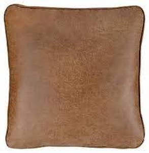 lot 9742 image: Ashley Furniture Faux Leather Pillow Brown 18x18