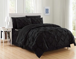 lot 9752 image: All Season Luxury Bed In A Bag 8pc Pintuck Conforter Set King Black