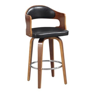 lot 9771 image: Rotating Stool With Back, Black And Wood