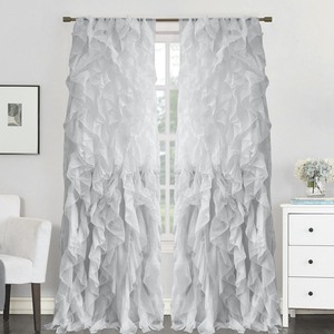 lot 9773 image: Sweet Home Collection Sheer Voile Waterfall Ruffled Tier 108 Inch Single Curtain Panel - 108 long x 50 wide