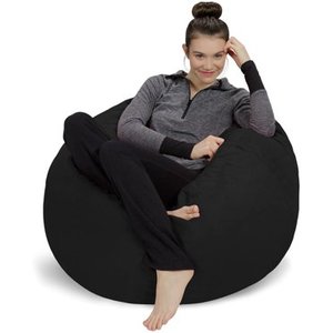 lot 9845 image: SofaSack Foam Bean Bag Chair, Black