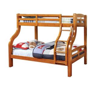 lot 9719 image: Furniture of America Biff Transitional TwinFull Solid Wood Bunk Bed - Oak- Retail$ 1,208.98