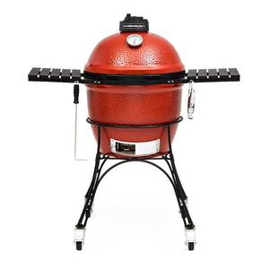 lot 613 image: Kamado Joe Classic I 18 inch Charcoal Grill in Blaze Red - Retail $1000.00