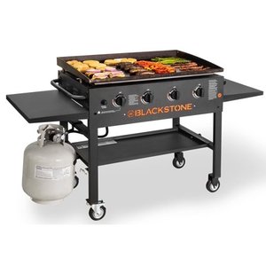 lot 615 image: Blackstone 4-Burner 36 Griddle Cooking Station with Side Shelves