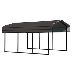 lot 629 image: Arrow Galvanized Steel Carport, 10 x 15 x 7 ft, BlackCharcoal - Retails $1000.00