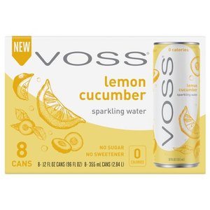 lot 658 image: VOSS LEMON-CUCUMBER FLAVORED SPARKLING WATER 355ML Slim Can