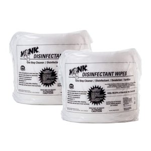 lot 670 image: Monk Disinfecting Gym Wipes, One Step Cleaner, Disinfectant, Deodorizer and Sanitizer, 2 Refill Pack of 800 Count Wipes, Great for Fitness Equipment, Yoga Mats, Dance Studios, Spinning Classes & More
