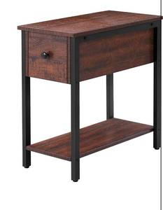 lot 684 image: 2 Tier Nightstand with Drawer, Narrow end table for small spaces