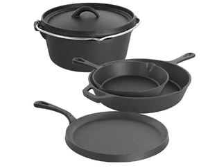 lot 626 image: Chefs Mark 5-pc. Pre-seasoned Cast Iron Cookware Set