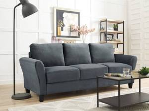 lot 628 image: Dark Gray Microfiber Sofa - Retails $350