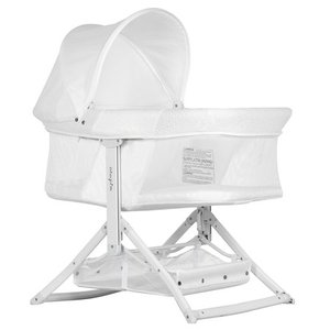 lot 1629 image: Dream On Me Insta Fold Bassinet, Cradle, Rocking bassinet, Innovative Folding Design, Perfect for IndoorOutdoor, Breathable Mesh Side, Oxford Carry Bag Included In White