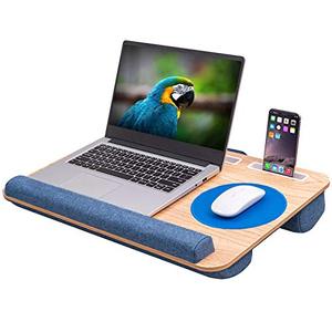 lot 1650 image: DERIMIZZ Oversized Lap Desk with Cushion - Home Office Laptop Lap Desk Fits up to 17 inch Laptops, Built-in Mouse Pad and Wrist Rest for MacBook and Notebook, with Slots for Phone and Tablet