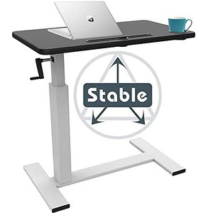 lot 1685 image: Hospital Bed Table,Balee Overbed Table with Crank Adjustable Height Laptop Table Heavy-Duty Desk Multi-Purpose for Home and Hospital Use (Black and White Table)