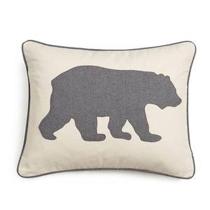 lot 1753 image: Eddie Bauer Bear Applique Grey Felt Breakfast Pillow