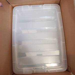lot 1794 image: 6 CLEAR PLASTIC TOTES WITH LIDS