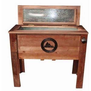 lot 1817 image: 45 Quart Wooden Outdoor Rustic Mountain Deck Patio Cooler