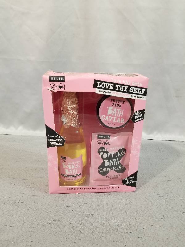 lot 50877 image: HALLU BY PEYTON LOVE THY BATH LOVE THY SELF COMPLETE PINK CARPET TREATMENT
