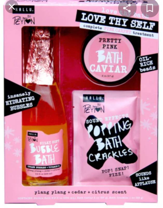lot 60099 image: HALLU BY PEYTON LOVE THY BATH LOVE THY SELF COMPLETE PINK CARPET TREATMENT