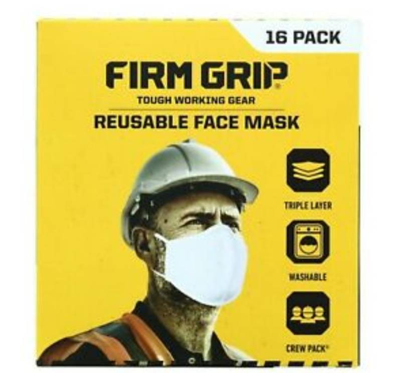 lot 90025 image: Firm Grip Face Masks Reusable Breathable Washable, One Size, 10 PACK