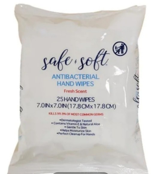 lot 90106 image: LOT OF 10 SAFE & SOFT ANTIBACTERIAL HAND WIPES FRESH SCENT 25 HAND WIPES