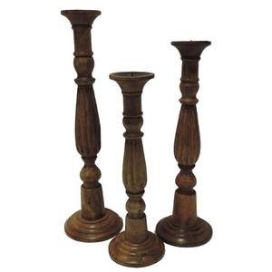 lot 1845 image: Wood Candle Holder S3 24,21,18H