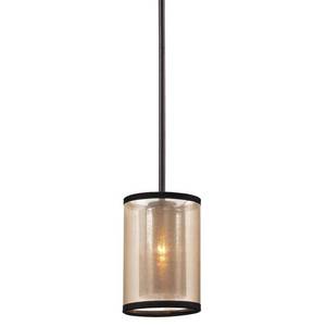 lot 1850 image: Diffusion 1-Light Mini Pendant in Oiled Bronze with Organza and Mercury Glass