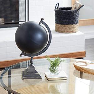 lot 20432 image: Deco 79 97777 Metal Globe, 11 x 18, Black