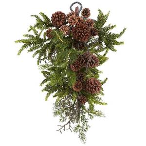 lot 20443 image: Nearly Natural 26 Pine and Pine Cone Teardrop