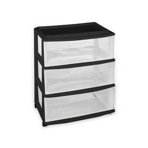 lot 20451 image: Homz 3 Drawer Wide Cart with CastersWheels, Set of 1