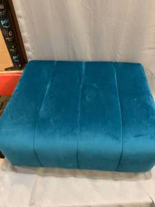 lot 20466 image: Fujian Kingwell Furniture Blue Velvet Foot Stool Gold Legs
