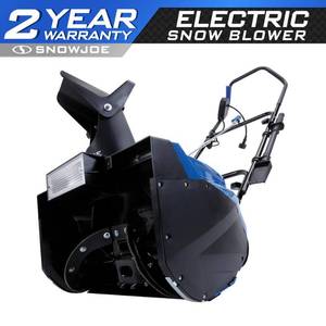 lot 20467 image: Snow Joe SJ623E Electric Single Stage Snow Thrower  18-Inch  15 Amp Motor  Headlights - Blue