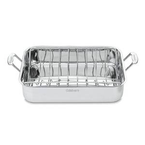 lot 20508 image: Cuisinart Chefs Classic Stainless Steel 16-in. Roasting Pan with Rack, Grey, 16