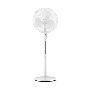 lot 20515 image: PELONIS 2021 16 Pedestal Remote Control Oscillating Stand Up Fan 7-Hour Timer, 3-Speed and Adjustable Height, PFS40A4BWW, 16-inch AC Motor, White