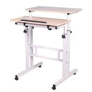 lot 20522 image: Mind Reader - 2 Tier Sit and Stand Desk - White