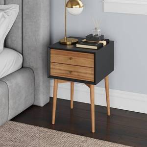 lot 20543 image: Nathan James Harper 2-Drawer Mid-Century Side Table, BlackBrown