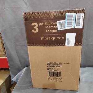 lot 20545 image: Best Price Mattress Short Queen Mattress Topper - 3 Inch Egg Crate Memory Foa...