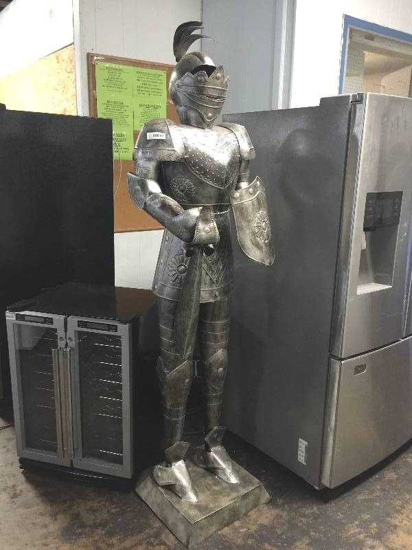 lot 9145 image: Decorative metal Knight Sculpture- approx. 6 6 high-  a real conversation piece