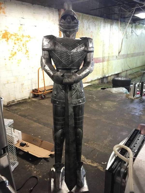 lot 9147 image: Decorative metal Knight Sculpture- approx. 6 6 high-  a real conversation piece