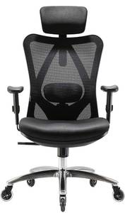 lot 68405 image: XUER Ergonomics Office Chair Mesh Computer Desk Chair,Adjustable Headrests Chair Backrest and Armrests Mesh Chair (Black) Open Box