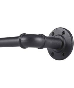 lot 68434 image: Industrial Curtain Rod, Curtain Rods for Windows 48 to 84 Inch, Rustic Wrap Around Curtain Rod, Fits Blackout Curtain, Indoor and Outdoor, Size 48-86 Inch, Matte Black Open Box