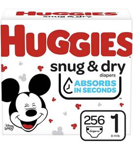 lot 68440 image: Huggies Snug & Dry Baby Diapers, Size 1, 256 Ct, One Month Supply