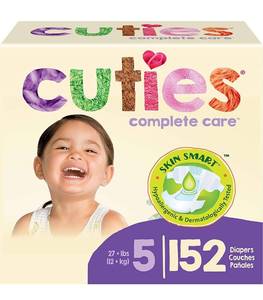 lot 68441 image: Cuties Complete Care Baby Diapers, Size 5, 152 Count