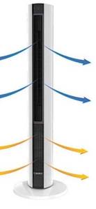 lot 68455 image: Lasko FH500 Fan & Space Heater Combo Tower, 42 Inch, Black White Open Box