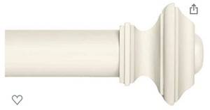 lot 68458 image: Ivilon Drapery Window Curtain Rod Set - Square Design 1 18 Rod. 72 to 144 Inch. Ivory  White Open Box