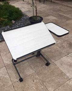 lot 68462 image: Platinum Health Acrobat Professional Overbed  Laptop Table with Side Table, Tilts & Height Adjustable Open Box