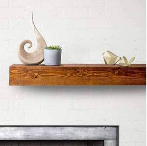 lot 68465 image: BODRUM WOODEN Beam Wood Shou Sugi Ban Fireplace Shelf Mantelpiece Shelving Water-Based Paint Floating Cottage Solid Easy Install Real Tree Handmade (Aged Oak,60 inch)