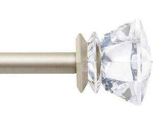 lot 68483 image: QITERI 34 Inch Curtain Rod Single Window Rods 72 to 144 Inches,Acrylic Diamond Finials,Gold Nickel Open Box